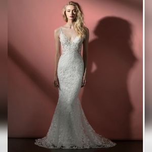 Hayley Paige Occasions White Lace Mermaid Wedding Dress